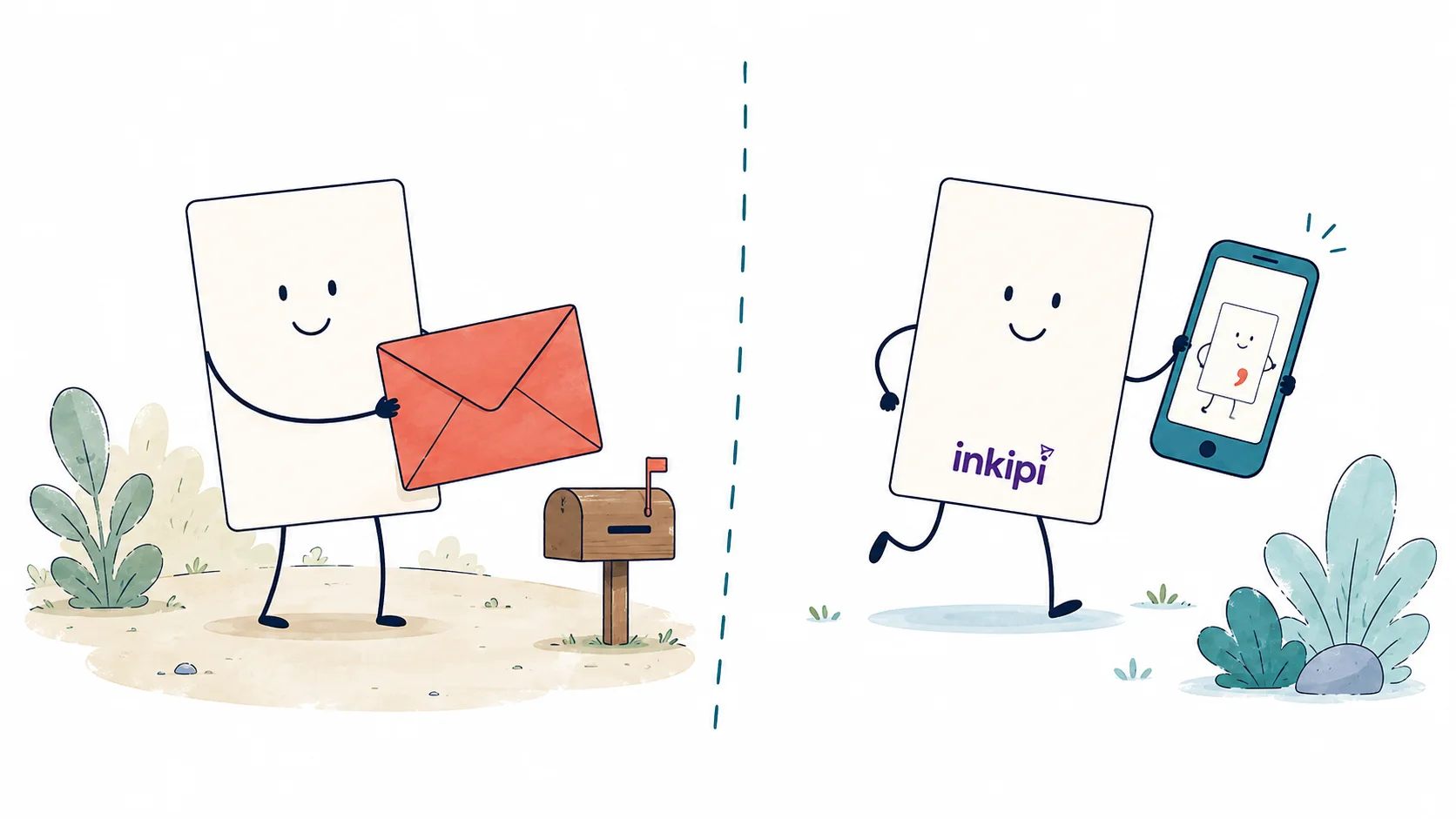 Comparaison d’une carte de vœux papier et d’une e-card