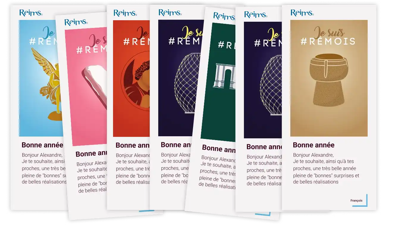 Exemples de cartes de vœux Ville de Reims et Grand Reims