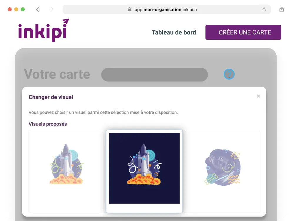 Choix d’une carte validée dans Inkipi