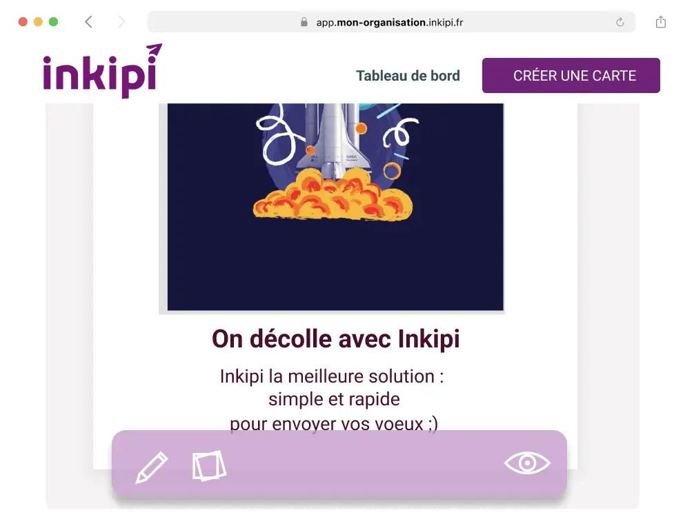 Personnalisation du message d’une carte de vœux dans Inkipi